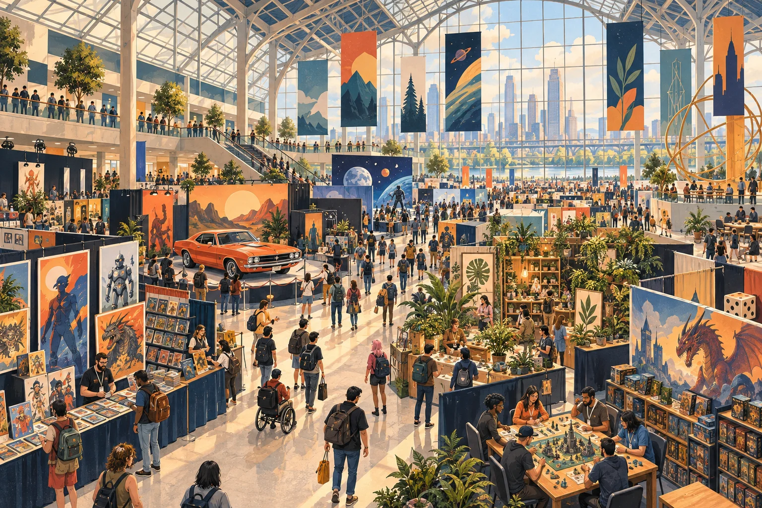 Editorial illustration of a public convention