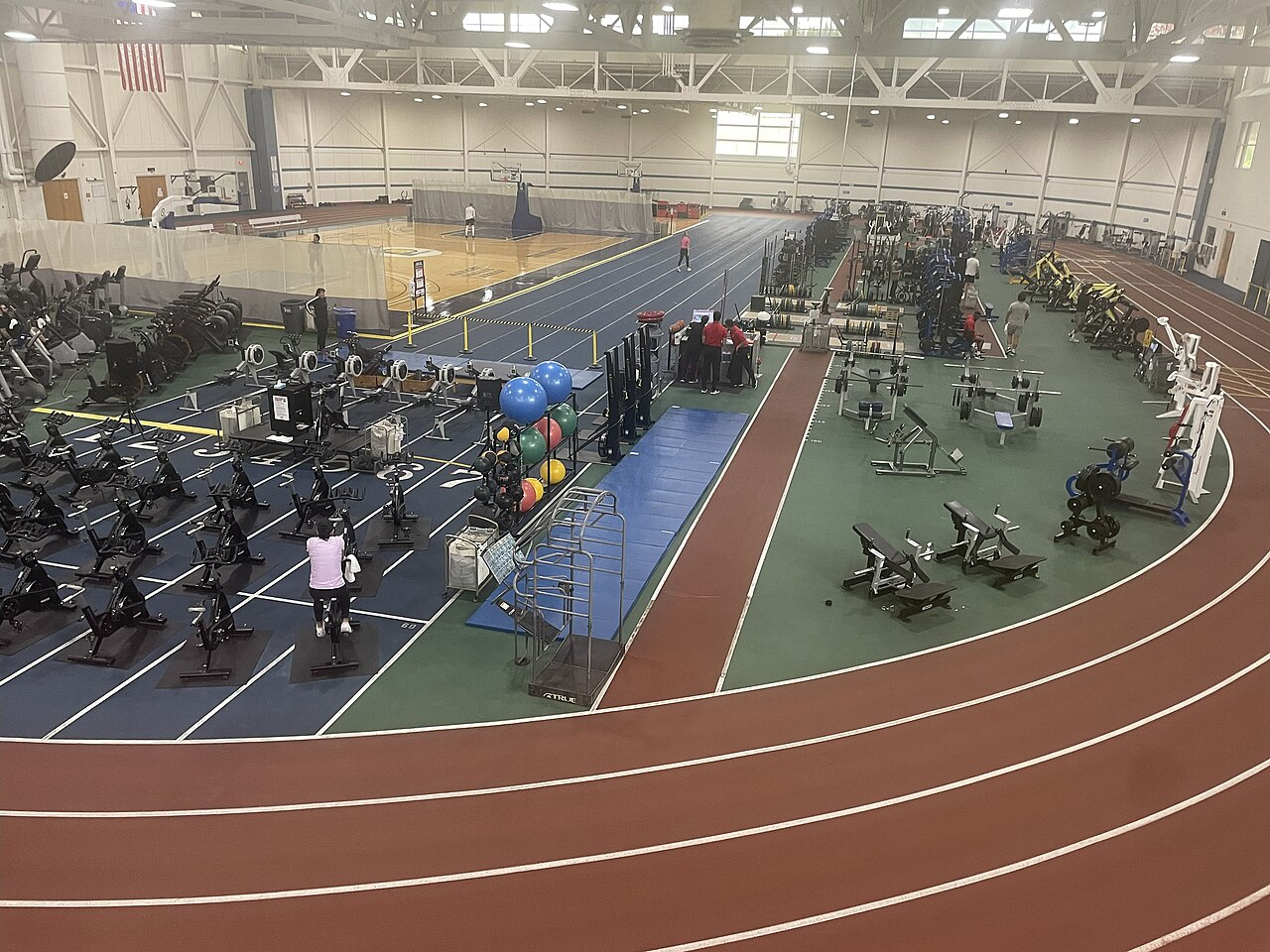 The indoor track at the National Institute for Fitness and Sport in Indianapolis, photographed in November 2025.