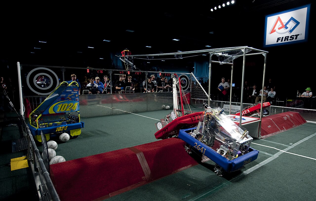 Robots competing at a FIRST Robotics Competition event in Washington in March 2010, photographed by NASA’s Paul E. Alers.