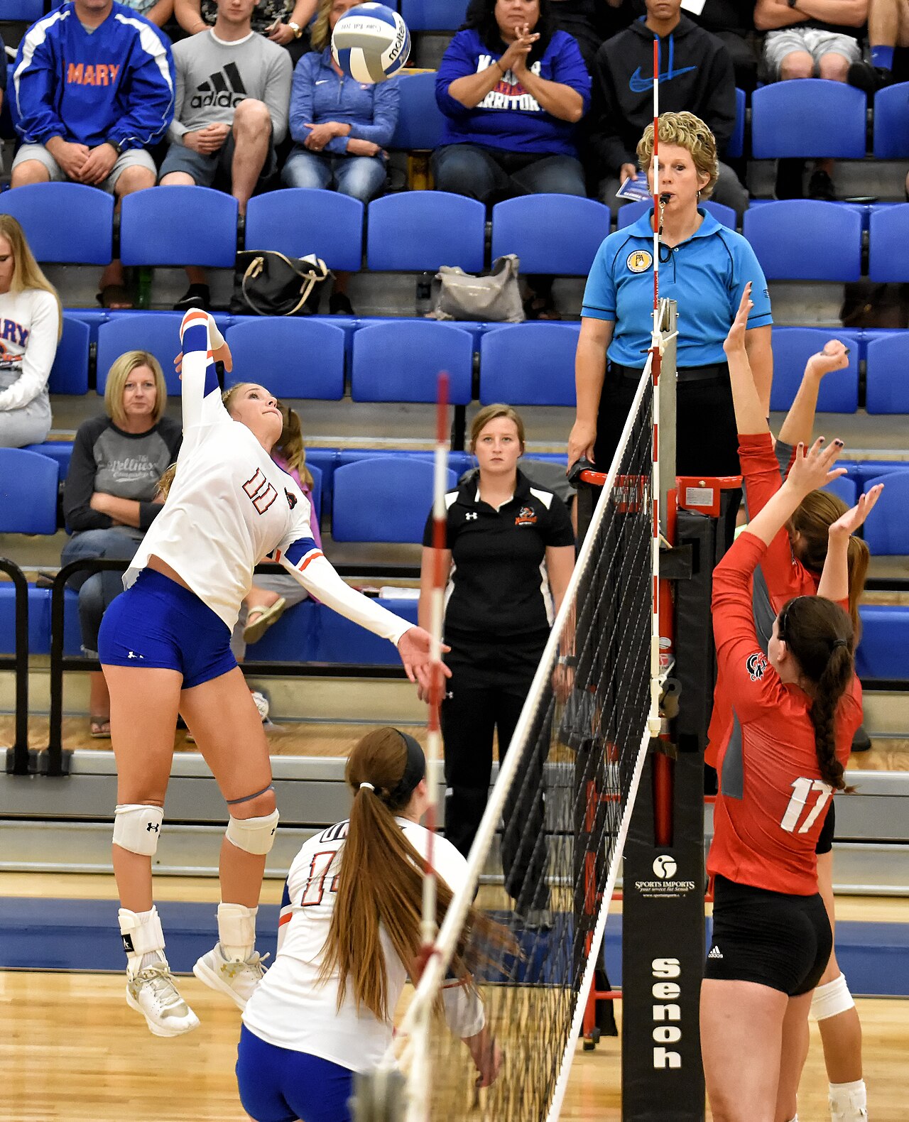 A Marauders volleyball match at the Marauders Activity Center, photographed in September 2018.