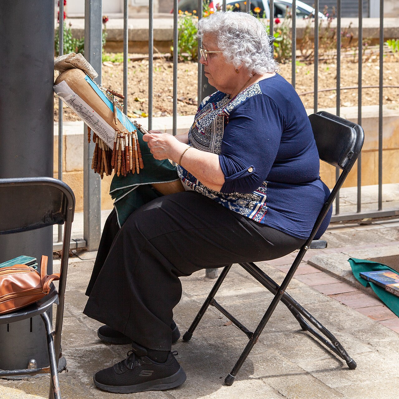 A craft demonstration of handmade Maltese lace in Gozo.