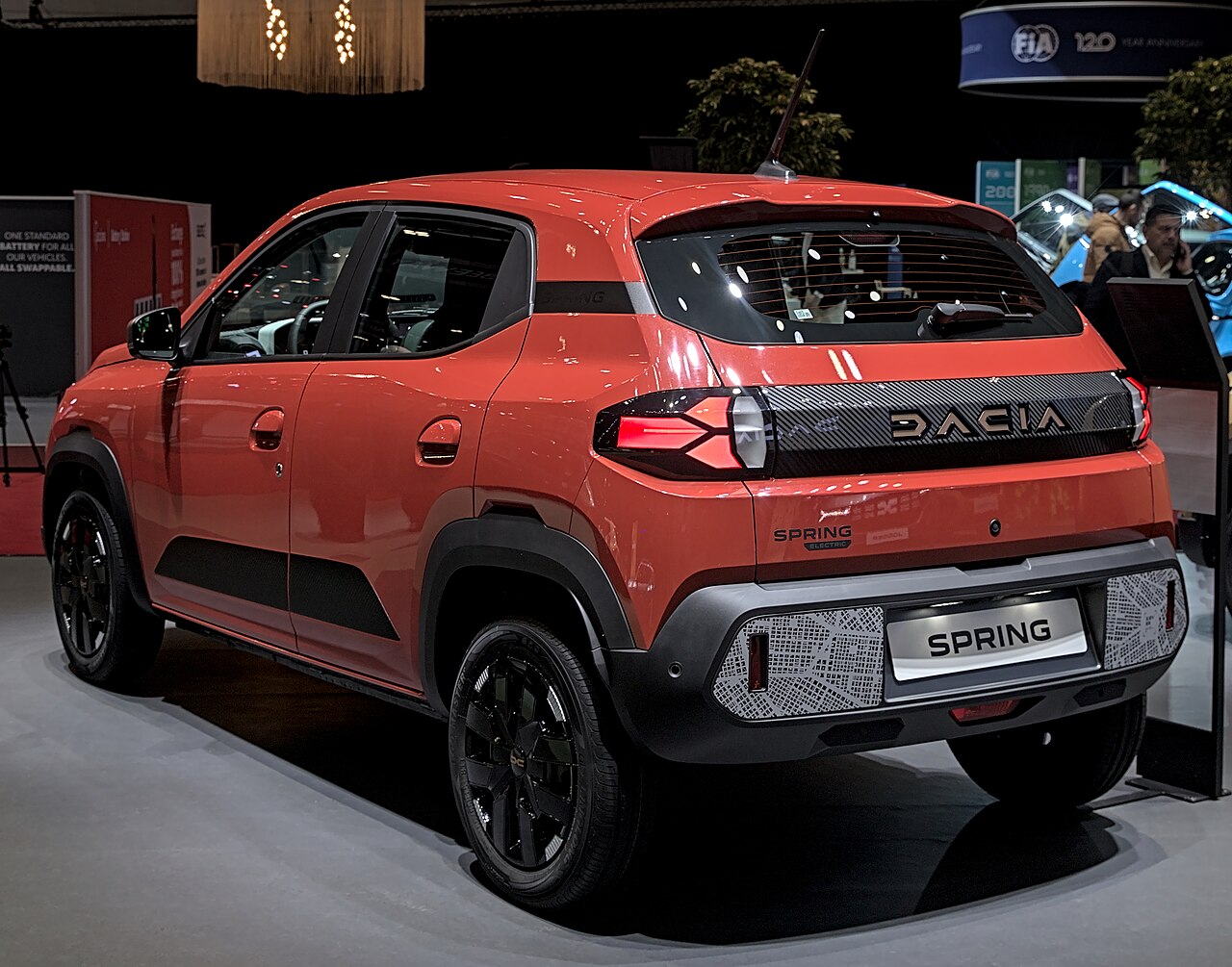 A Dacia Spring electric car displayed at the 2024 Geneva motor show.