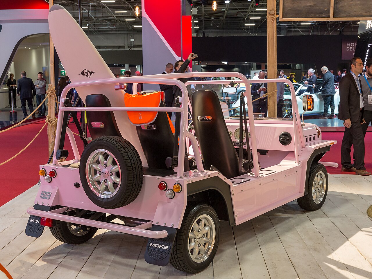 A vehicle display at the Paris Motor Show in 2018.