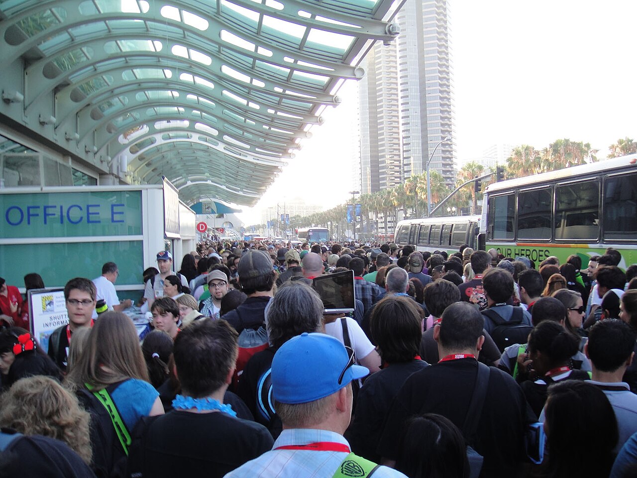 Crowds outside San Diego Comic-Con in 2010.