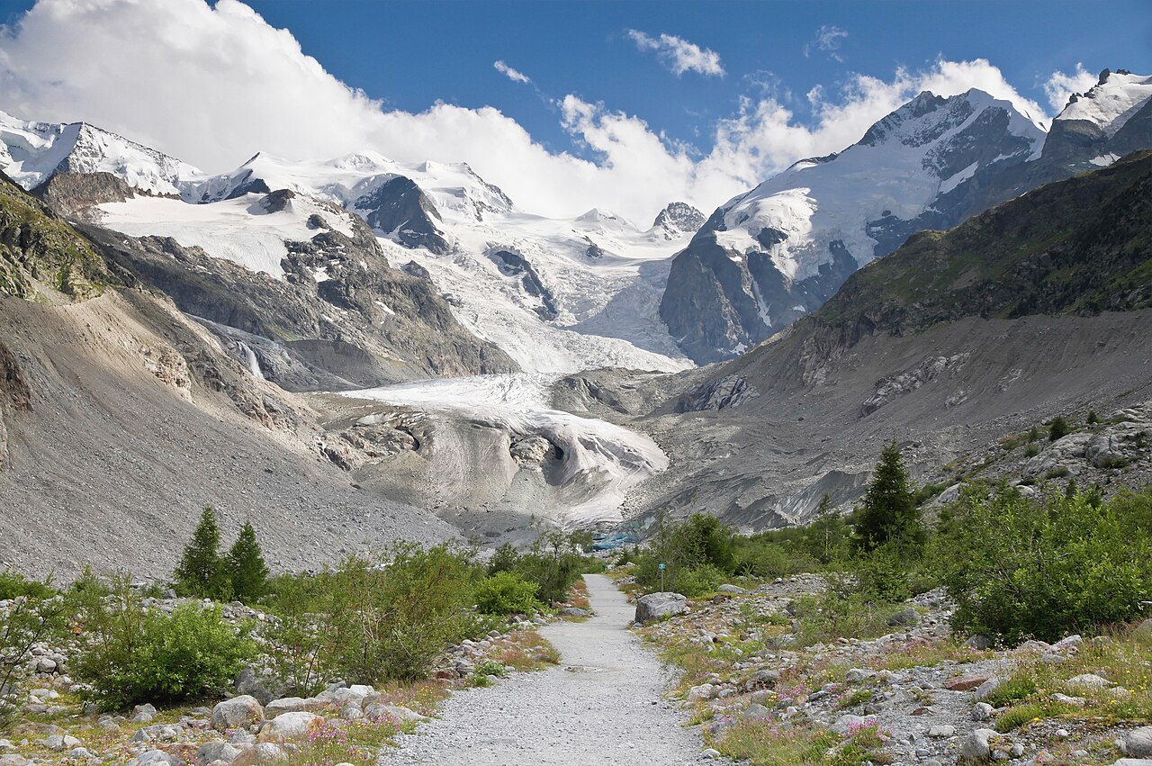 The trail toward Switzerland’s Morteratsch Glacier in 2012.